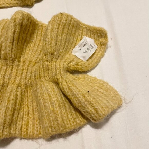 Zara Long Knit Yellow Scarf Ruffle Rouched Wrap Around Neck Warmer Youth - Picture 4 of 13